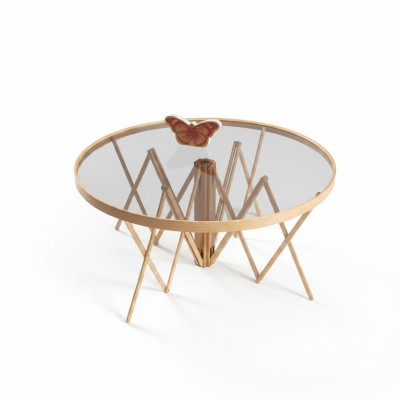 Esclusivo Tavolino Rotondo Design in Legno Moderno Tavolino in Vetro Nuovo