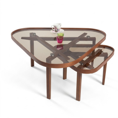 Set di tavolini robusto da designer Tavolini da salotto triangolari in legno di lusso