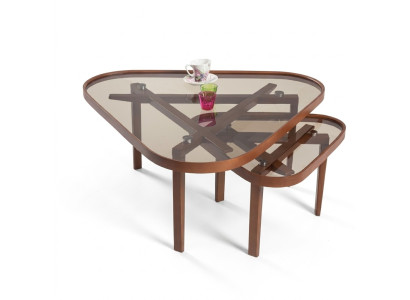 Set di tavolini robusto da designer Tavolini da salotto triangolari in legno di lusso