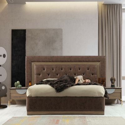 Letto 2x Comodini 3 pezzi Set camera da letto Design Camera da letto di lusso Nuovo