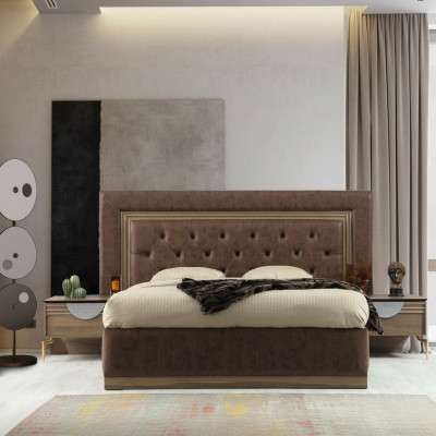 Letto 2x Comodini 3 pezzi Set camera da letto Design Camera da letto di lusso Nuovo