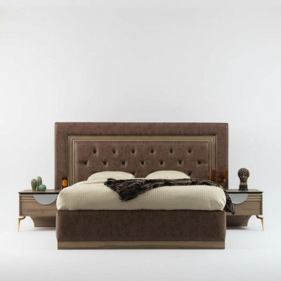 Letto 2x Comodini 3 pezzi Set camera da letto Design Camera da letto di lusso Nuovo