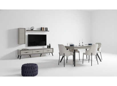 Moderni mobili da pranzo bianchi Lowboard 6 sedie tavolo da pranzo scaffale 10 pezzi