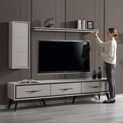 Elegante mobile TV a 3 ante, mobile da parete moderno, scaffale designer.