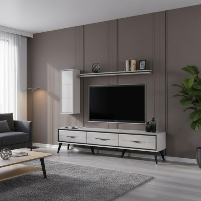 Elegante mobile TV a 3 ante, mobile da parete moderno, scaffale designer.