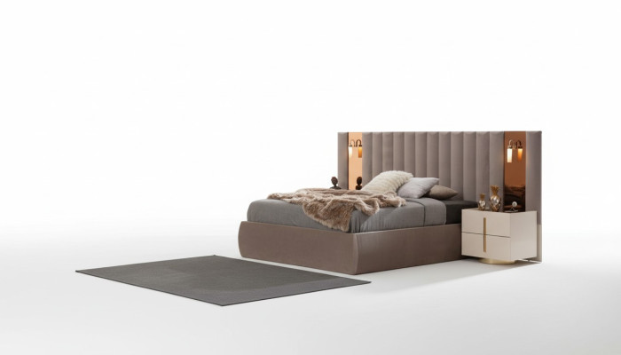 Set da camera elegante, Tavolo da toeletta designer in legno con 2 comodini.