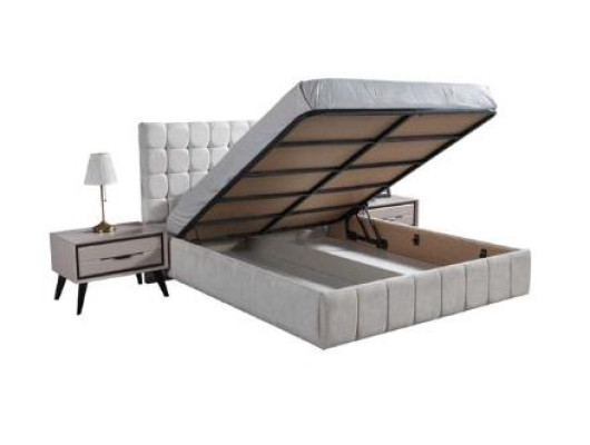 Set da camera da letto esclusivo Letto matrimoniale bianco di lusso 2 comodini in legno Set da camera da letto esclusivo Letto matrimoniale bianco di lusso 2 comodini in legno