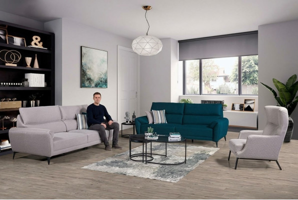 Set da soggiorno elegante con 2 divani a 3 posti e poltrona, set di 3 pezzi.   Set da soggiorno elegante con 2 divani a 3 posti e poltrona, set di 3 pezzi.
