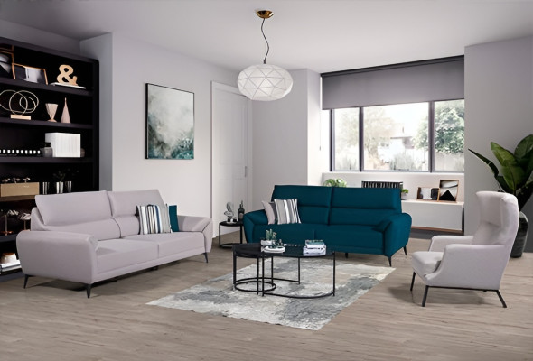 Set da soggiorno elegante con 2 divani a 3 posti e poltrona, set di 3 pezzi.   Set da soggiorno elegante con 2 divani a 3 posti e poltrona, set di 3 pezzi.
