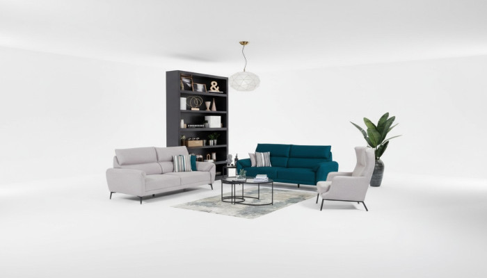 Set da soggiorno elegante con 2 divani a 3 posti e poltrona, set di 3 pezzi.   Set da soggiorno elegante con 2 divani a 3 posti e poltrona, set di 3 pezzi.
