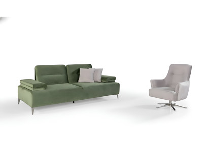 Soggiorno verde e bianco, set di imbottiture, divano a 3 posti, poltrona, divano di lusso.   Salotto verde e bianco, set di cuscini, divano a 3 posti, poltrona, divano di lusso.