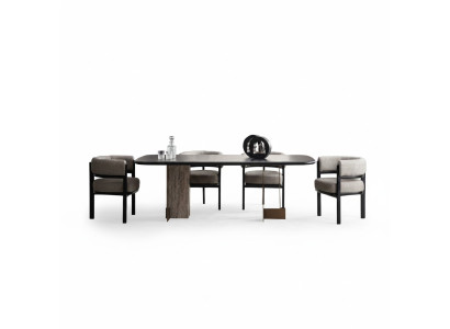 Marrone set da pranzo con tavolo da pranzo di lusso con 6 sedie, set di 7 pezzi.