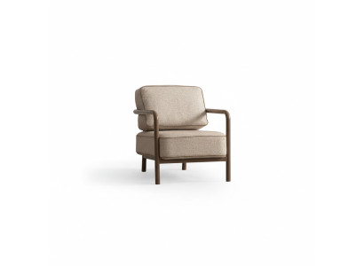 Sedia monoposto beige moderna, poltrona da braccioli da salotto di design.