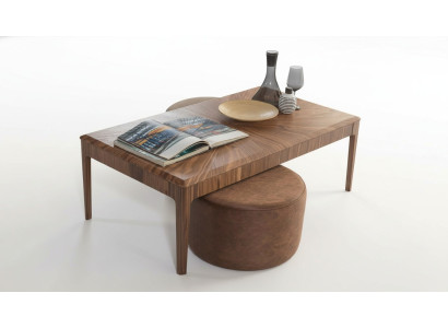 Elegante tavolino da salotto rettangolare in legno marrone per il soggiorno.