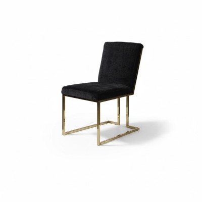 Sedia in acciaio inossidabile nero, sedia in metallo per sala da pranzo, sedie imbottite da designer.