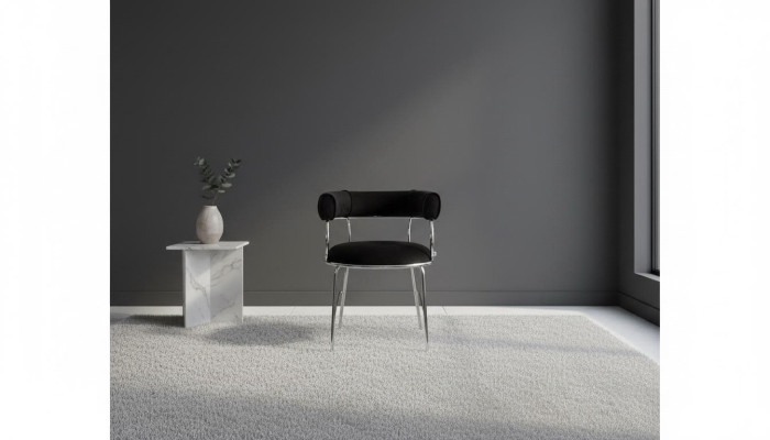 Designer sgabello da bar nero di lusso in telaio metallico per sala da pranzo