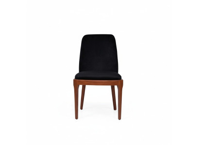 Sedia imbottita nero-marrone da designer per sala da pranzo, poltrona singola.