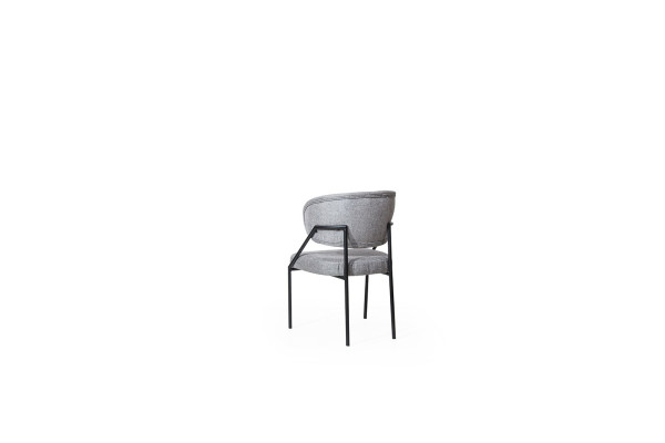 Sedia imbottita grigia da sala da pranzo, sedie di design con struttura in metallo, mobili di lusso