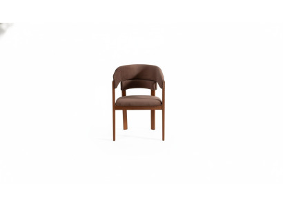 Sedia design marrone, sedie da sala da pranzo, sedia in tessuto con piedini in legno design.