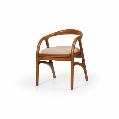 Sedia imbottita di lusso marrone con braccioli design per sala da pranzo