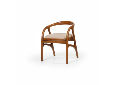 Sedia imbottita di lusso marrone con braccioli design per sala da pranzo