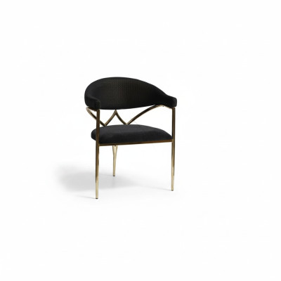 Sedia in acciaio inossidabile nero con telaio in legno, sedie da pranzo moderne singole.