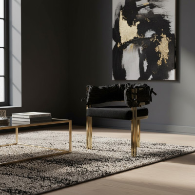 Sedia in metallo nero, sedie da pranzo di design, sedie di lusso in acciaio inossidabile.