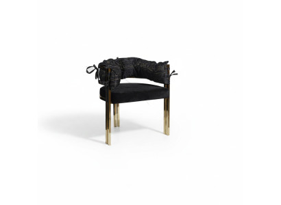 Sedia in metallo nero, sedie da pranzo di design, sedie di lusso in acciaio inossidabile.