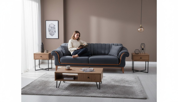 Grigio elegante divano moderno a tre posti stile moderno per il salotto nuovi