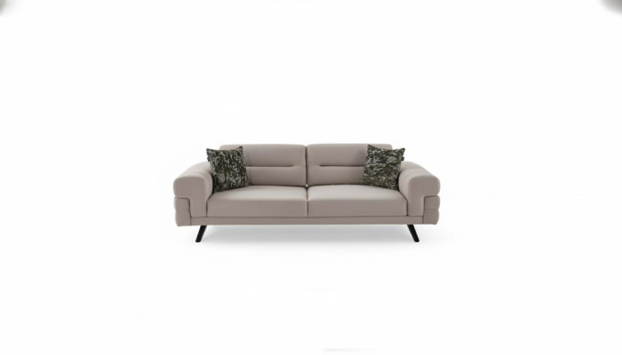 Beige chiaro divano a 3 posti per il soggiorno confortevole e di lusso.