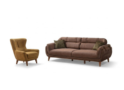 Elegante set da soggiorno, divano in tessuto di design, set da 3+1