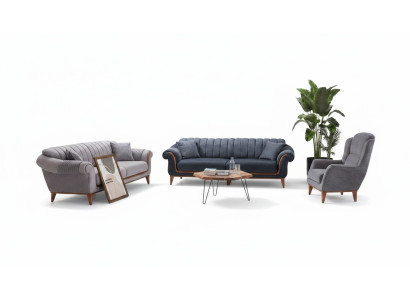 Set da salotto blu-grigio Moderno set di divani 3+3+1 poltrona da 1 posto Nuovo