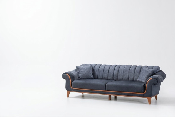 Blu-grigio salotto sete elegante divano a tre posti poltrona di lusso 2 pezzi