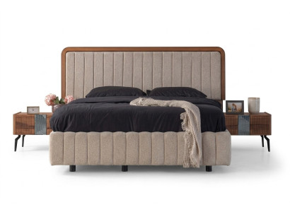 Mobili da camera da letto eleganti Lussuoso letto imbottito in legno Comodini