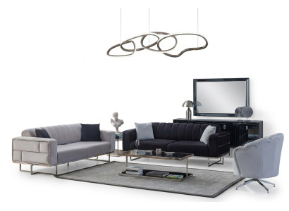 Sofà grigi per soggiorno Designer Poltrona tre posti in tessuto 3 pezzi.