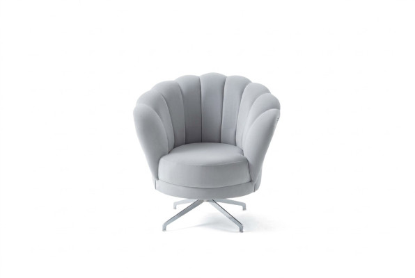Sedia grigia da designer per il soggiorno, singola di lusso con piedini in acciaio inossidabile.