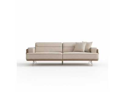 Esclusivo divano beige a 3 posti, moderno, per il soggiorno.