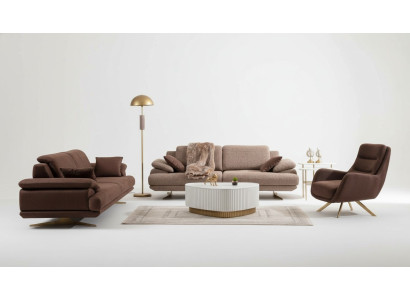 Brown living room sofas designer 3+3+1 seater suite single seater 3 pieces