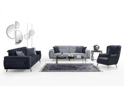 Divani grigi per il soggiorno, divani di design, divani a 3 posti di lusso, poltrone singole.