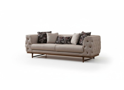 Beige chiaro Chesterfield tre posti Tre posti lussuoso Divani imbottiti di alta qualità