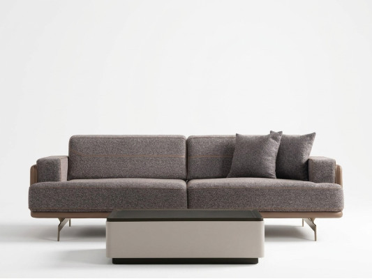 Divano grigio a tre posti di lusso per il soggiorno, design di divani 3 posti.