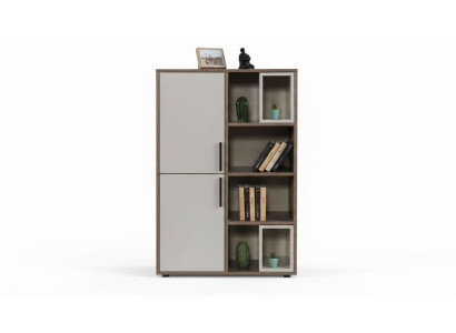 Libreria moderna bianca per bambini, mobili per cameretta, armadi in legno di design.