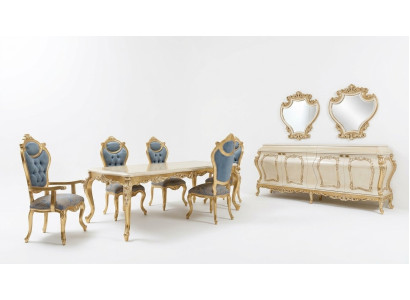 Lussuoso set da pranzo tavolo da pranzo 6 sedie credenza vetrina specchio