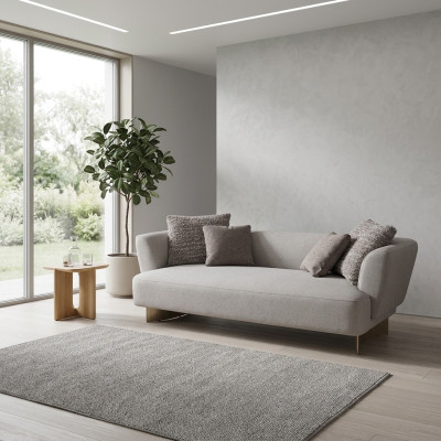 Grigio divano tre posti imbottito da salotto, design, struttura in legno - divano.