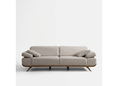 Divano in tessuto beige chiaro, divano imbottito designer, divani da soggiorno, divano a 3 posti.