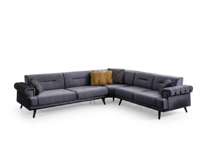 Divano d'angolo grigio esclusivo a L, divano design moderno per soggiorno.