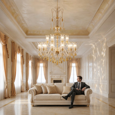 Designer Argento Oro Lampadari Lampadario Luminoso Sospeso per Soggiorno