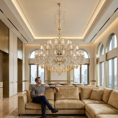 Elegante lampadario in cristallo per soggiorno, progettato per lampadario.