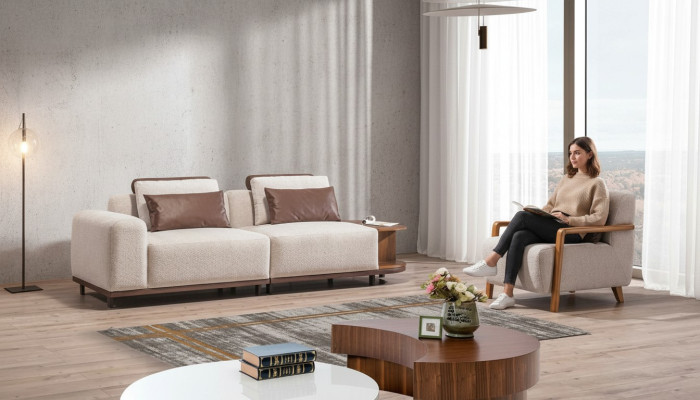 Soggiorno beige Set divani da designer 2+1 posti in lusso