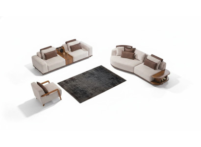 Beige set di divani moderni di lusso 3+2 posti con pouf poltrona set da 3 pezzi.